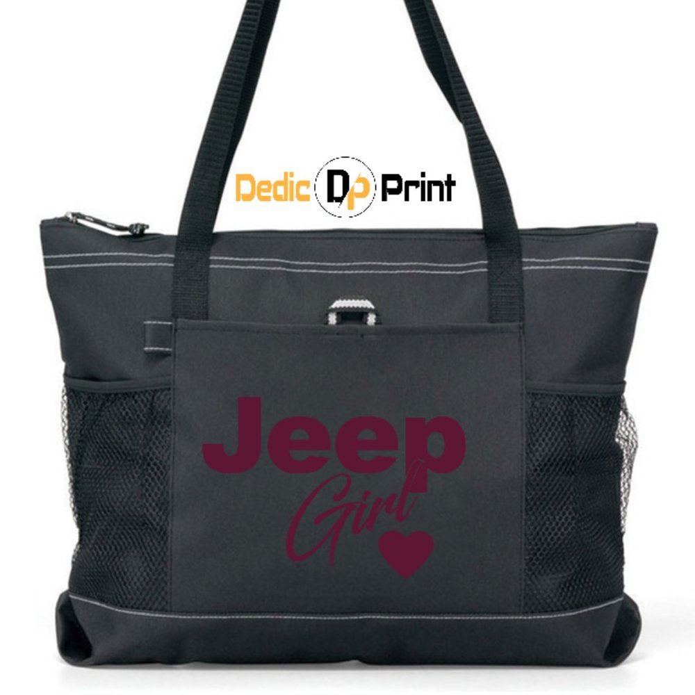 Jeep Girl Zippered Tote Bag